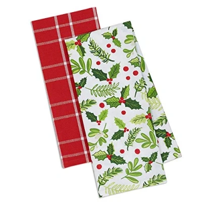 Obrázek DII Christmas Holiday Dish Towels (Set of 2), Boughs Holly, 18 x 28