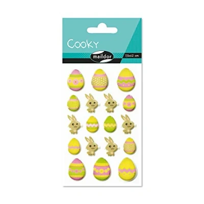Obrázek Maildor CY018O Packung mit Stickers Cooky 3D (1 Bogen, 7,5 x 12 cm, ideal zum Dekorieren, Sammeln oder Verschenken, Ostern) 1 Pack