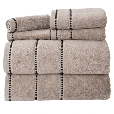 Obrázek Lavish Home Taupe luxusní bavlna, rychleschnoucí, žádné překroucení a měkká, 6dílná sada se 2 osuškami, ručníky žínky černé, 12&quot; x