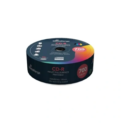 Obrázek MediaRange CD R 700MB80min 52násobná rychlost zápisu, celoplošný potisk (inkoustové tiskárny), 25 ks Cakebox