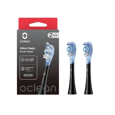 Obrázek Oclean Ultra Clean Bürstenkopf 2 Pack, Weicher Gummi Ersatzbürstenkopf mit DuPont Borsten für elektrische Zahnbürste, Aufsteckzahnbürsten Zungenreiniger geeignet Schallzahnbürste