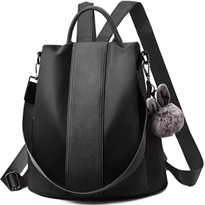 Obrázek CHARMORE Dámský batoh vodotěsný nylon školní taška proti krádeži Daypack přes rameno lehký cestovní batoh, Černá Upgrated Large, Large