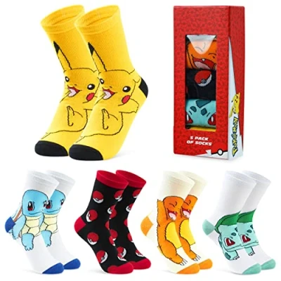 Obrázek Pokemon Chlapecké ponožky 5 kusů Pikachu kotníkových ponožek Děti Pružné, prodyšné Crew pro chlapce dívky a mládež k dostání v různých velikostech Pokémon dárky, vícebarevné