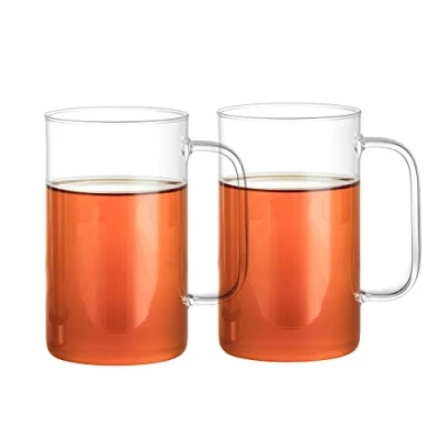 Obrázek GAIWAN PURE550 x2: Čajové sklenice sada s uchem, velký šálek na čaj ze skla, užitným objemem 500 ml, celkový objem 550 ml