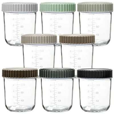 Obrázek Youngever 8er Set 180ML Behälter für Babynahrung aus Glas, Babynahrungsbehälter, Glas (Urban)