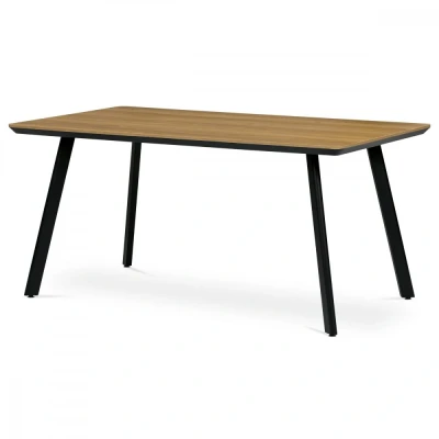 Obrázek Jídelní stůl, 160x90x76 cm, MDF deska, dýha ostín dub, kovové nohy, černý lak HT 532 OAK