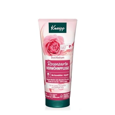 Obrázek Kneipp sprchový balzám jemná péče o rozmazlování gel s vysoce kvalitním extraktem z květů bio růží a ošetřujícím olejovým komplexem dodává pocit hladké pokožky pečuje pokožku 200 ml