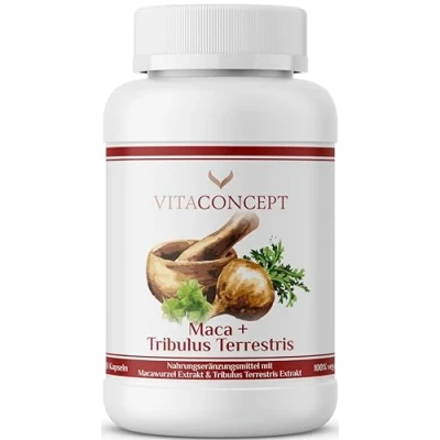 Obrázek VITACONCEPT I Maca + Tribulus Terrestris (6685 mg 5680 denní dávka) 120 kapslí laboratorně testováno vegan