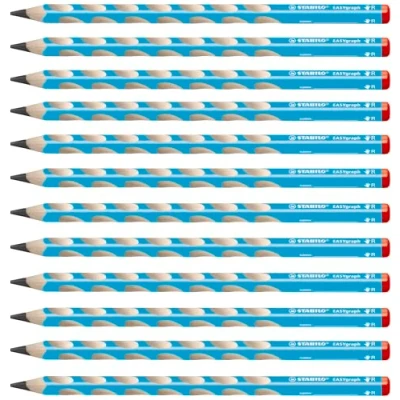 Obrázek Ergonomická trojhranná tužka pro praváky STABILO EASYgraph v modré barvě balení 12 ks stupeň tvrdosti HB