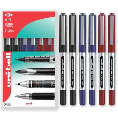 Obrázek Uni ball Eye Micro Ub 150 Gel Ink Pen 0,5 mm balení 6 2 x černé, modré, červené