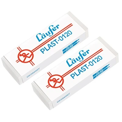 Obrázek Läufer 69809 Plast 0120 guma, spolehlivě vygumuje tužky a pastelky, blistrová karta obsahuje 2 gumy, velká