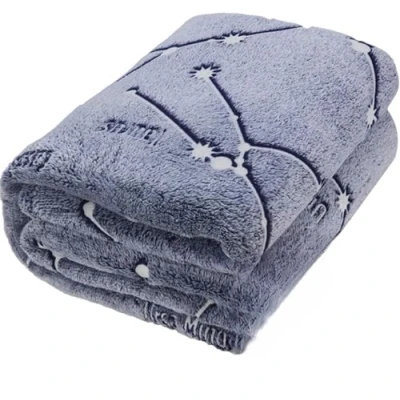 Obrázek Kanguru Bed FLEECEDECKE, Polyester, BLAU Glow Sterne, 130 x 230 EINZELBETT