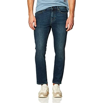 Obrázek Amazon Essentials Pánské džíny slim fit, tmavé sepraní, 28 W / 30 l