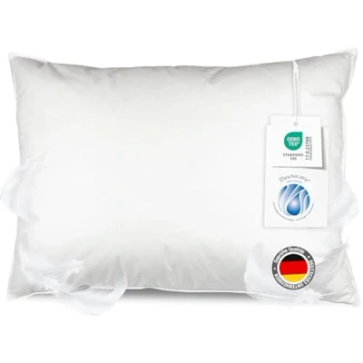 Obrázek ZOLLNER Polštář ze 100% peří Made in Germany vhodný pro alergiky potah z kvalitní bavlny lze prát do 60 C 70 x 90 cm hotelová kvalita
