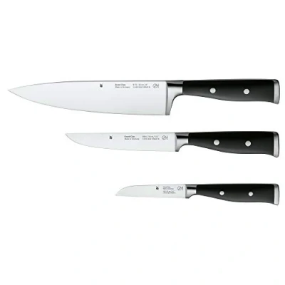 Obrázek WMF Sada nožů, 3 díly, nůž na zeleninu, univerzální nůž, kuchyňský Grand Class Performance Cut, Made in Germany, speciální kované ostří, Cromargan, ušlechtilá ocel, nerezové nýty, rukojeti z plastu