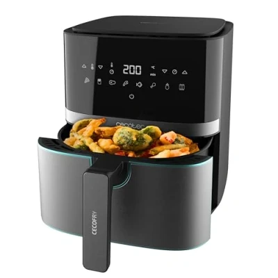 Obrázek Cecotec Heißluftfritteuse 5,5 L Cecofry Full InoxBlack Pro 5500. 1700 W, Fritteuse ohne Öl, Diät und Digital, Touchpad, Edelstahl Finish, PerfectCook Technologie, Thermostat, 8 Modi