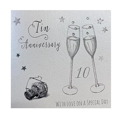 Obrázek WHITE COTTON CARDS &quot;Tin Anniversary with Love On Your Special Day 10th Karte zur Rubinhochzeit