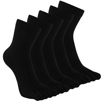 Obrázek TEENLOVEME Pánské ponožky na prsty bavlna muži Five Fingers sportovní běžecká špička 5 párů, černá párů