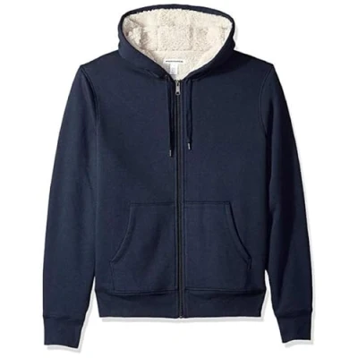 Obrázek Amazon Essentials Dámská bunda s kapucí podšívkou Sherpa a průběžným zipem (k dostání v nadměrné velikosti), námořnická modř vřes, XL