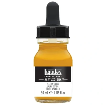 Obrázek Liquitex 4260416 tekuté profesionální akrylové barvy inkoust, tuš, 30 ml, vysoce pigmentovaná airbrush barva, oxidově žlutá