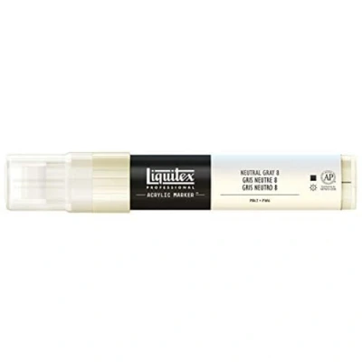 Obrázek Liquitex 4618599 Profesionální malířské akrylové barvy, popisovač, umělecké pigmenty na kreslení, malování papír, plátno, textilie, široký hrot, tloušťka linky 8 15 mm neutrální šedá č.