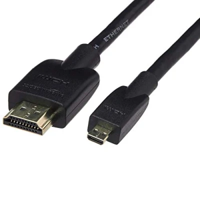 Obrázek Amazon Basics Flexibilní spojovací kabel, Micro HDMI na HDMI, 1,8 m, černý