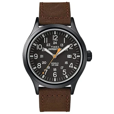 Obrázek Timex Unisex náramkové hodinky Expedition Scout Analog Quarz Nylon, Brown Leather/Black, Pásek