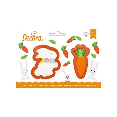 Obrázek Decora 0255076 AUSSTECHER SET AUS KUNSTSTOFF KANINCHEN UND KAROTTE 8 X H 2,2 CM