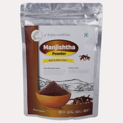 Obrázek SVATV Natürliches Manjistha Pulver (Rubia cordifolia) Madder Root Powder Fördert gesunde &amp; klare Haut Natürliche Haarfarbe Indischer Feuchtigkeitscreme 227 g
