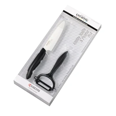 Obrázek Kyocera GEN Startovní sada keramický nůž na ovoce a zeleninu se škrabkou čepel 11 cm ergonomická rukojeť extrémně ostrý kuchyňský škrabka kuchařský profesionální