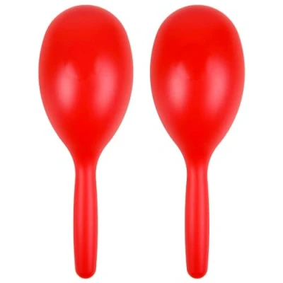 Obrázek A Star Maracas pár z červeného plastu 20 cm velké chrastítko, nástroj pro rytmus bicí