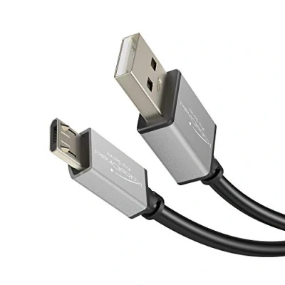 Obrázek KabelDirekt Micro USB 2. 0 kabel 2m (High Speed datový a nabíjecí kabel, vhodný PRO smartphony tablety s mikro portem, černá/vesmírně šedá) řada