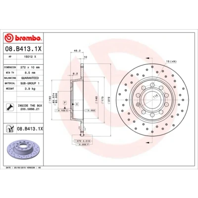 Obrázek Brembo BX AU A1 (8X1) P 08. B413. 1X brzdové kotouče, sada 2