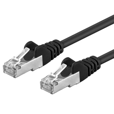 Obrázek PremiumCord Síťový kabel, Ethernet, LAN &amp; Patch kabel CAT6a, 10Gbit/s, S/FTP PIMF stínění, AWG 26/7, 100% Cu, rychle flexibilní a robustní RJ45, černý, 0,5 m
