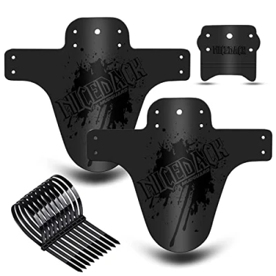 Obrázek NICEDACK Blatníky na horské kolo, Mudguard 2 kusy, MTB Mud Guard, zadní A přední, škrabka bláto, ochrana proti postříkání (blatníky, černá)