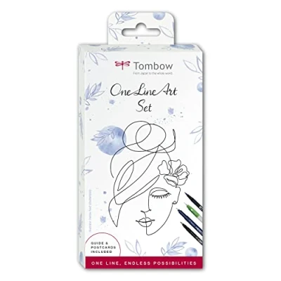 Obrázek Tombow Sada One Line Art 6 produktů Včetně návodu krok za krokem pro tvůj první motiv [ONELINE SET], černá, střední