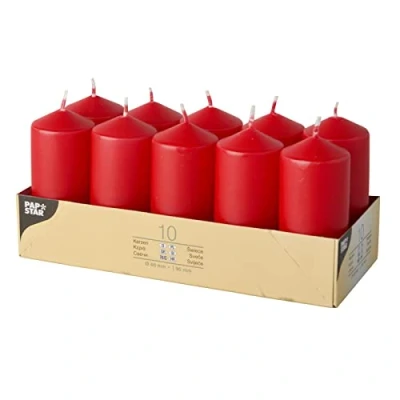 Obrázek Svíčky Papstar Pillar / Sloupová svíčka červená (10 kusů)