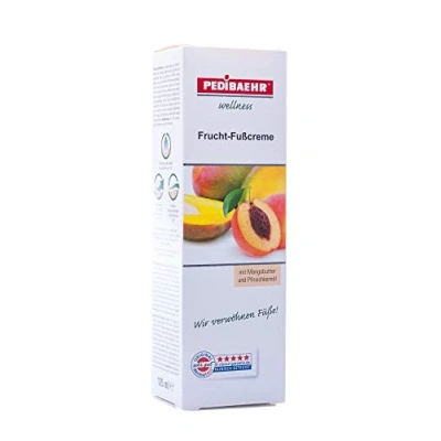 Obrázek Balzám na nohy, ovocný krém nohy s mangovým máslem a olejem z broskvových jader, péče o pro každý typ pokožky, PediBaehr, 125 ml