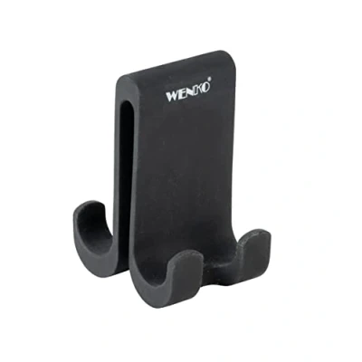 Obrázek WENKO Dvojitý háček do sprchy Mod. Verna Duo, ze silikonu pro sprchové kouty s tloušťkou stěny 10 mm, nabízí spoustu místa zavěšení houbiček, ručníků a sprchových potřeb, černý