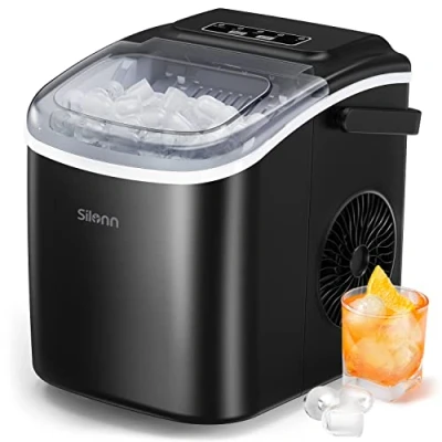 Obrázek Silonn Eiswürfelmaschine, Eiswürfelbereiter 9 Würfel in 6 Minuten fertig, 12 KG 24 Stunden, Selbstreinigende Kleine 2 Eiswürfel Größen für Küche, Büro, Bar und Party, Schwarz