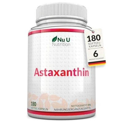 Obrázek Astaxanthin 12mg 180 Hochwirksame Softgel Kapseln 6 Monats Vorrat Kraftvolles Antioxidans Ergänzungsmittel aus Haemotococcus Pluvialis Algen Hergestellt in Großbritannien
