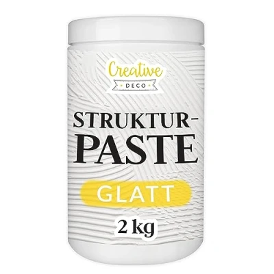 Obrázek Creative Deco Strukturovaná pasta hladká 2 kg Bílá tmel pro akrylové malování modelovací umělecké projekty, akrylová barva, DIY, 3D efekty, textury snadno se nanáší nožem na palety