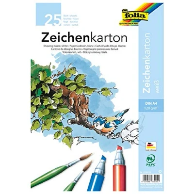 Obrázek folia 8300/25 karton na kreslení, 120 g/m², DIN A4, 25 listů, bílá kreslicí papír pro rozmanité kreativní nápady