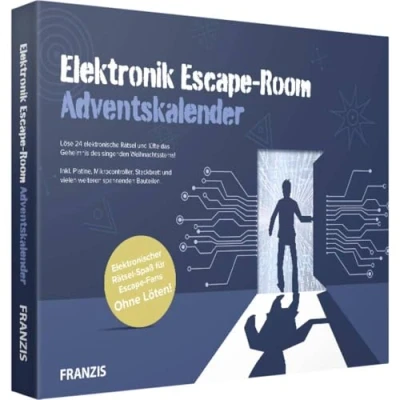 Obrázek FRANZIS 67154 elektronický Escape Room adventní kalendář, 24denní elektronická zábava s hádankami, bez pájení, vč. 40stranné doprovodné knihy