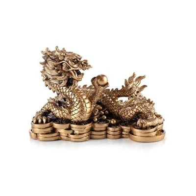 Obrázek lachineuse Feng Shui Drachen Statuette, Harz, Gold, 22x12x15cm