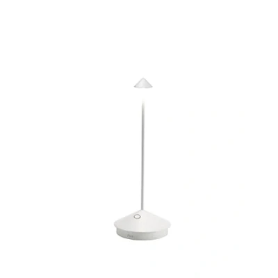 Obrázek Zafferano, Pina Lampe, Kabellose, Wiederaufladbare Tischlampe mit Touch Control, Auch für den Außenbereich Geeignet, Dimmer, 2200 3000 K, Höhe 29 cm, Farbe Weiß