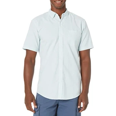Obrázek Amazon Essentials Pánská oxfordská košile s krátkým rukávem náprsní kapsou, normální střih, modré proužky, XL