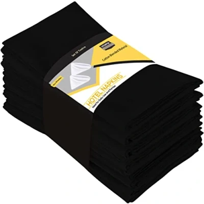 Obrázek Utopia Kitchen Stoffservietten [12er Pack, Schwarz] 50x50 cm Waschbare Tischservietten für Hotel, Mittagessen, Restaurant, Hochzeiten, Veranstaltungen und Partys