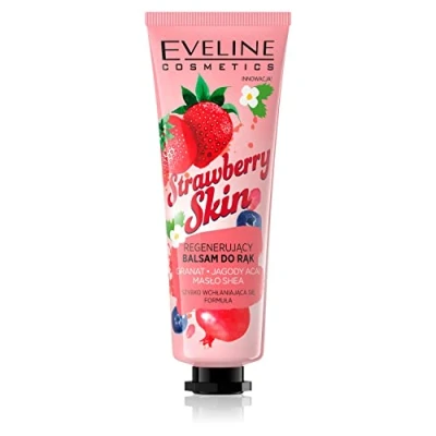 Obrázek Eveline Cosmetics Strawberry Skin balzám na ruce regenerační, zvlhčující a rychle se vstřebává s antioxidanty Acai &amp; granátovým jablkem 50 ml