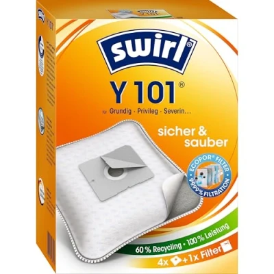 Obrázek Swirl Y101 Ecopor sáčky do vysavače pro AEG, Dirt Devil, Grundig vysavač, filtr proti alergenům, 4 kusy vč. filtru